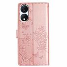 For Honor X7b Butterflies And Flowers Leather Phone Case(Rose Gold) - 3