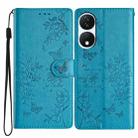 For Honor X7b Butterflies And Flowers Leather Phone Case(Blue) - 1