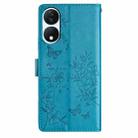 For Honor X7b Butterflies And Flowers Leather Phone Case(Blue) - 3