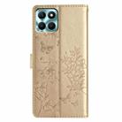 For Honor X8 / X30i Butterflies And Flowers Leather Phone Case(Gold) - 3