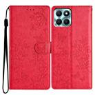 For Honor X8 / X30i Butterflies And Flowers Leather Phone Case(Red) - 1