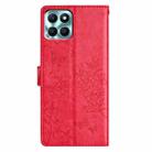 For Honor X8 / X30i Butterflies And Flowers Leather Phone Case(Red) - 3