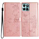 For Honor X8 / X30i Butterflies And Flowers Leather Phone Case(Rose Gold) - 1