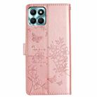 For Honor X8 / X30i Butterflies And Flowers Leather Phone Case(Rose Gold) - 3