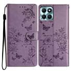 For Honor X8 / X30i Butterflies And Flowers Leather Phone Case(Purple) - 1