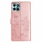 For Honor X8a Butterflies And Flowers Leather Phone Case(Rose Gold) - 3