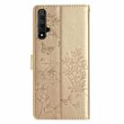 For Honor 20 Butterflies And Flowers Leather Phone Case(Gold) - 3