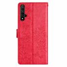 For Honor 20 Butterflies And Flowers Leather Phone Case(Red) - 3