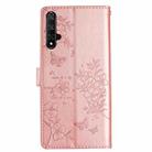 For Honor 20 Butterflies And Flowers Leather Phone Case(Rose Gold) - 3