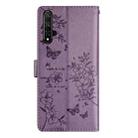 For Honor 20 Butterflies And Flowers Leather Phone Case(Purple) - 3