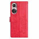 For Honor 50 5G Butterflies And Flowers Leather Phone Case(Red) - 3