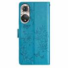 For Honor 50 5G Butterflies And Flowers Leather Phone Case(Blue) - 3