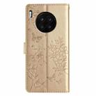 For Honor 50 Lite Butterflies And Flowers Leather Phone Case(Gold) - 3