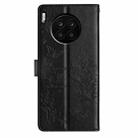 For Honor 50 Lite Butterflies And Flowers Leather Phone Case(Black) - 3