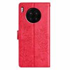 For Honor 50 Lite Butterflies And Flowers Leather Phone Case(Red) - 3