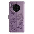 For Honor 50 Lite Butterflies And Flowers Leather Phone Case(Purple) - 3