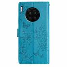 For Honor 50 Lite Butterflies And Flowers Leather Phone Case(Blue) - 3