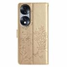 For Honor 70 5G Butterflies And Flowers Leather Phone Case(Gold) - 3