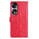 For Honor 70 5G Butterflies And Flowers Leather Phone Case(Red) - 3