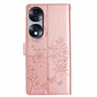 For Honor 70 5G Butterflies And Flowers Leather Phone Case(Rose Gold) - 3