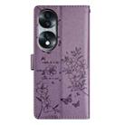 For Honor 70 5G Butterflies And Flowers Leather Phone Case(Purple) - 3