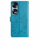 For Honor 70 5G Butterflies And Flowers Leather Phone Case(Blue) - 3