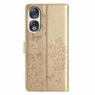 For Honor 90 Butterflies And Flowers Leather Phone Case(Gold) - 3