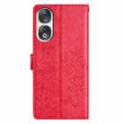 For Honor 90 Butterflies And Flowers Leather Phone Case(Red) - 3