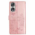 For Honor 90 Butterflies And Flowers Leather Phone Case(Rose Gold) - 3