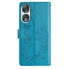 For Honor 90 Butterflies And Flowers Leather Phone Case(Blue) - 3