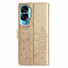 For Honor 90 Lite Butterflies And Flowers Leather Phone Case(Gold) - 3