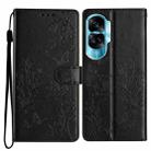 For Honor 90 Lite Butterflies And Flowers Leather Phone Case(Black) - 1
