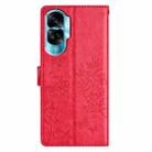 For Honor 90 Lite Butterflies And Flowers Leather Phone Case(Red) - 3