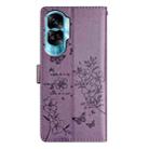 For Honor 90 Lite Butterflies And Flowers Leather Phone Case(Purple) - 3