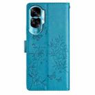 For Honor 90 Lite Butterflies And Flowers Leather Phone Case(Blue) - 3