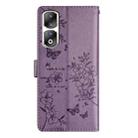 For Honor 90 Pro Butterflies And Flowers Leather Phone Case(Purple) - 3