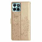 For Honor X6a Butterflies And Flowers Leather Phone Case(Gold) - 3