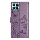 For Honor X6a Butterflies And Flowers Leather Phone Case(Purple) - 3