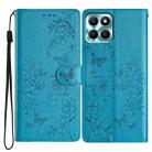 For Honor X6a Butterflies And Flowers Leather Phone Case(Blue) - 1