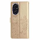 For Honor 200 Butterflies And Flowers Leather Phone Case(Gold) - 3