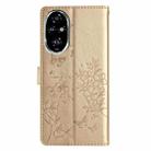 For Honor 200 Pro Butterflies And Flowers Leather Phone Case(Gold) - 3