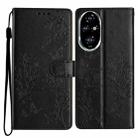 For Honor 200 Pro Butterflies And Flowers Leather Phone Case(Black) - 1