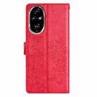 For Honor 200 Pro Butterflies And Flowers Leather Phone Case(Red) - 3