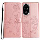 For Honor 200 Pro Butterflies And Flowers Leather Phone Case(Rose Gold) - 1