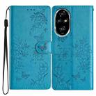 For Honor 200 Pro Butterflies And Flowers Leather Phone Case(Blue) - 1