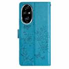 For Honor 200 Pro Butterflies And Flowers Leather Phone Case(Blue) - 3