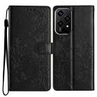 For Honor 200 Lite Global Butterflies And Flowers Leather Phone Case(Black) - 1