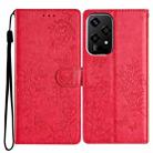 For Honor 200 Lite Global Butterflies And Flowers Leather Phone Case(Red) - 1