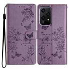 For Honor 200 Lite Global Butterflies And Flowers Leather Phone Case(Purple) - 1