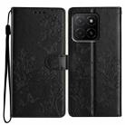 For Honor X5b Butterflies And Flowers Leather Phone Case(Black) - 1